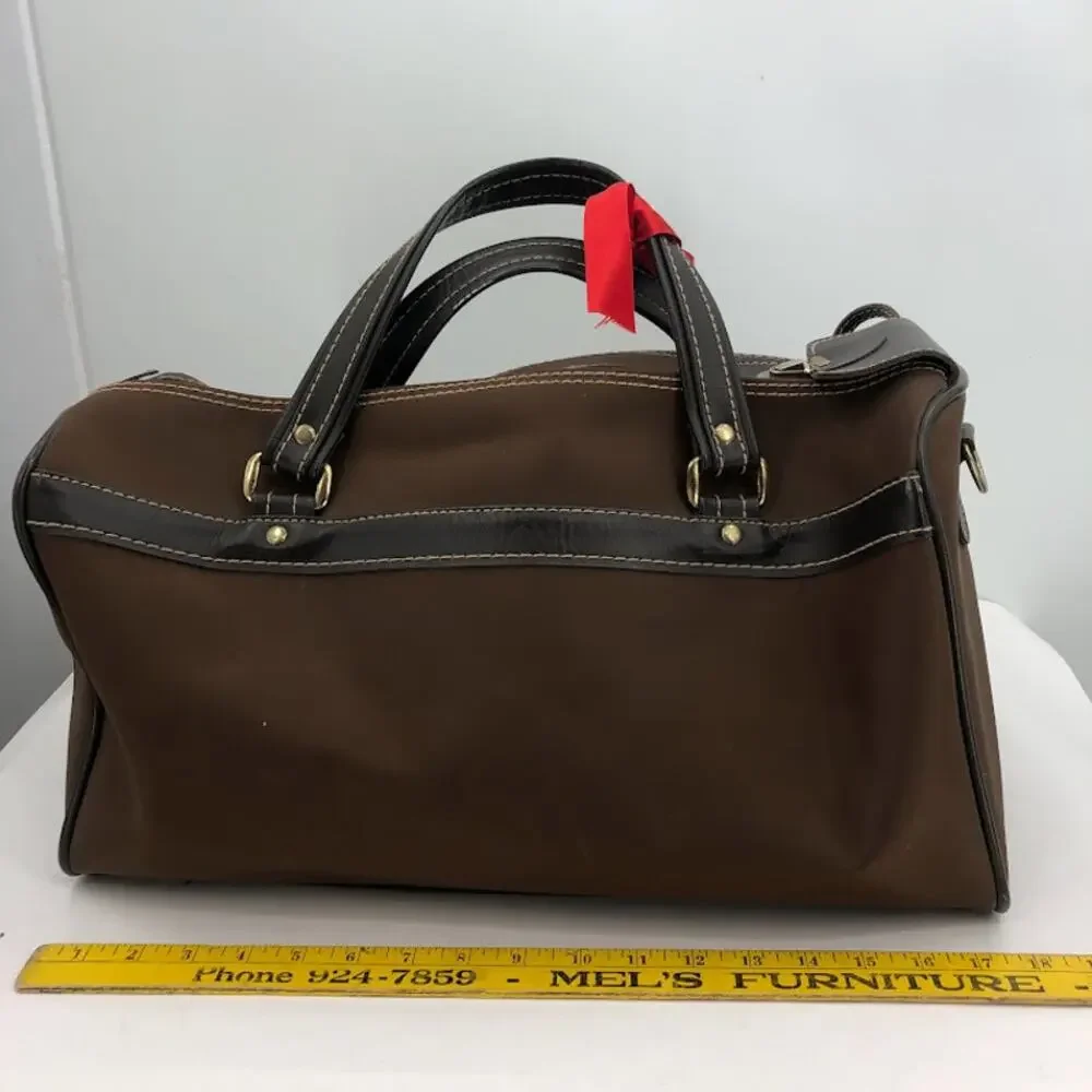 Verdi International VINTAGE Travel Tote top handle duffle Gym bag Carry on Brown